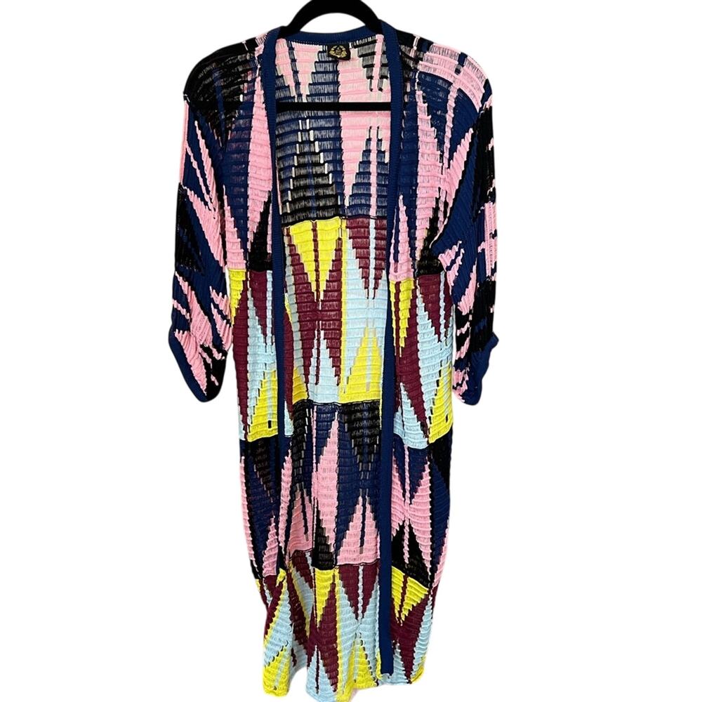A Peace Treaty Handmade Peruvian Ikat Kimono Long Cardigan Cotton Luxury - XS/S